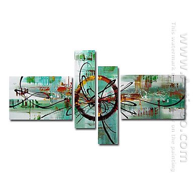 Hand-painted Abstract Oil Painting - Set of 4