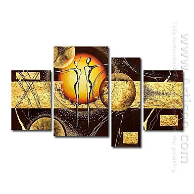 Pintados a mano, pintura al óleo abstracta - juego de 4