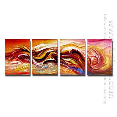 Handgeschilderde Abstracte olieverfschilderij - Set van 4