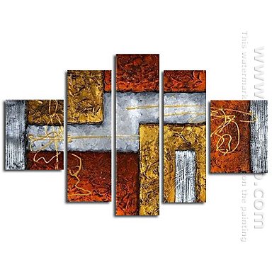 Hand-painted Abstract Oil Painting - Set of 5