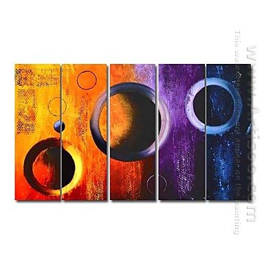 Hand-painted Abstract Oil Painting - Set of 5