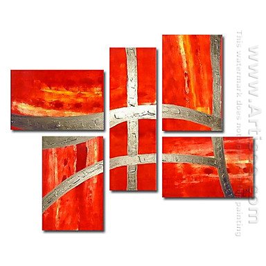 Hand-painted Abstract Oil Painting - Set of 5