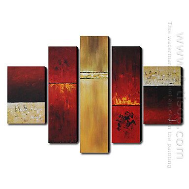 Hand-painted Abstract Oil Painting - Set of 5