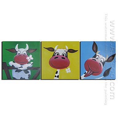 Peint à la main peinture à l\'huile Animaux - Set de 3