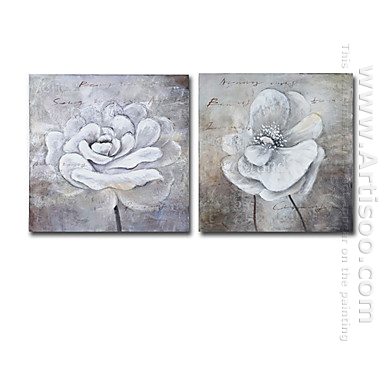 Tangan-Dicat Floral Oil Painting - Set 2