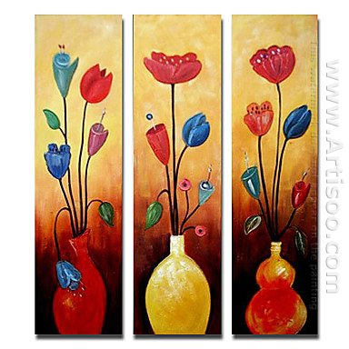 Tangan-Dicat Floral Oil Painting - Set 3