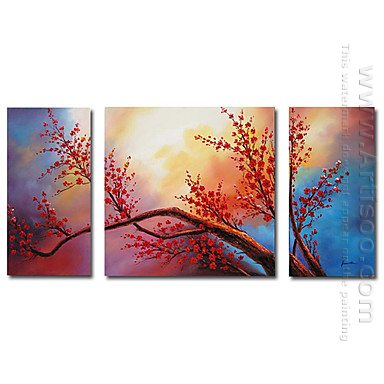 Dipinti a mano pittura a olio floreale - Set di 3