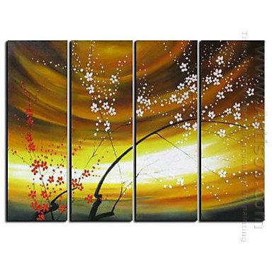 Tangan-Dicat Floral Oil Painting - Set 4