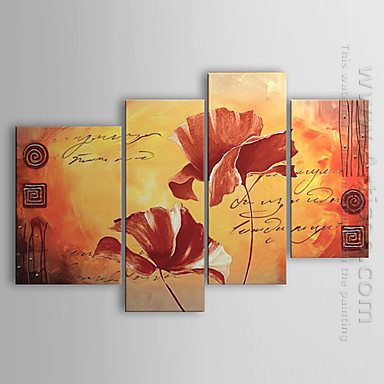 Tangan-Dicat Floral Oil Painting - Set 4