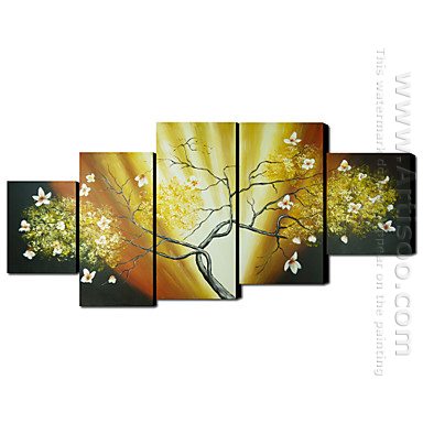 Hand-painted Floral Oil Painting - Set of 5