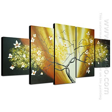 Hand-painted Floral Oil Painting - Set of 5