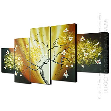 Hand-painted Floral Oil Painting - Set of 5