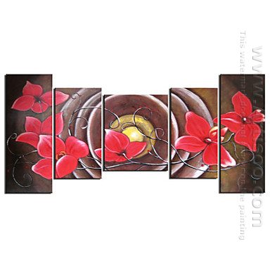 Dipinti a mano pittura a olio floreale - Set di 5