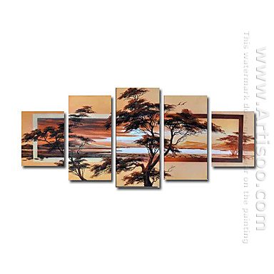 Tangan-Dicat Landscape Oil Painting - Set Dari 5