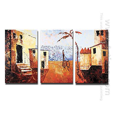 Handbemalte Landschaft Ölgemälde - Set von 3