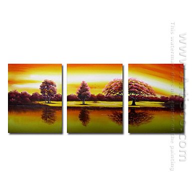 Handgeschilderde Landschap olieverfschilderij - Set van 3