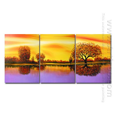 Handbemalte Landschaft Ölgemälde - Set von 3