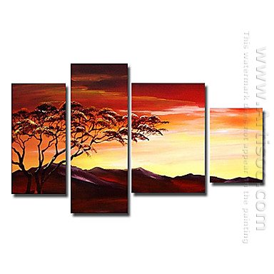 Hand-painted Landscape Oil Painting - Set of 4