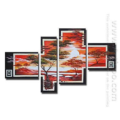 Dipinti a mano olio pittura di paesaggio - set di 4