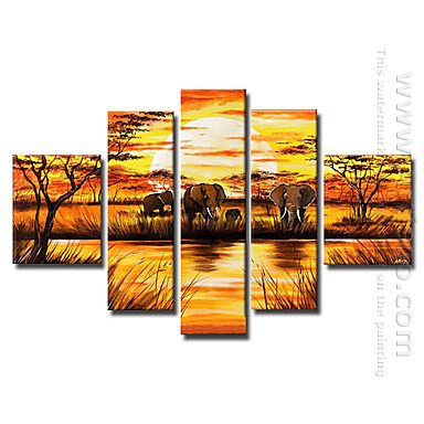 Handgeschilderde Landschap olieverfschilderij - Set van 5