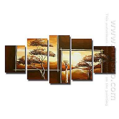 Tangan-Dicat Landscape Oil Painting - Set Dari 5