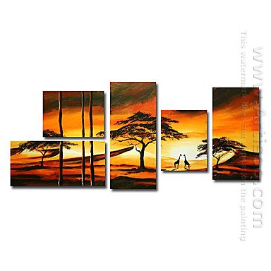 Handgeschilderde Landschap olieverfschilderij - Set van 5