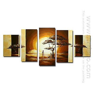 Tangan-Dicat Landscape Oil Painting - Set Dari 5