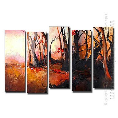 Tangan-Dicat Landscape Oil Painting - Set Dari 5