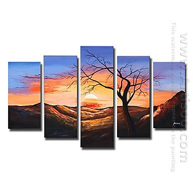 Peinte à la main Paysage Peinture à l\'huile - Lot de 5