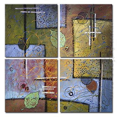 Hand-painted Oil Painting Abstract Oversized Square - Set of 4 