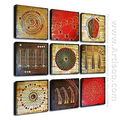 Hand-painted Oil Painting Abstract Oversized Square - Set of 9