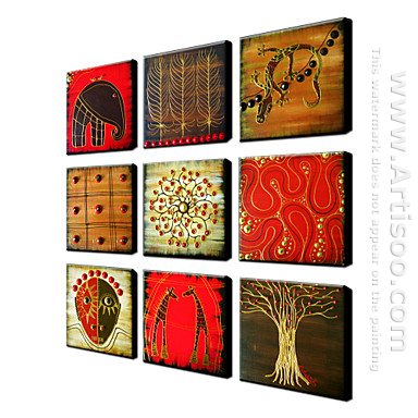 Hand-painted Oil Painting Abstract Oversized Square - Set of 9