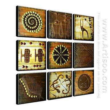 Hand-painted Oil Painting Abstract Oversized Square - Set of 9