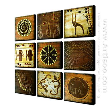 Hand-painted Oil Painting Abstract Oversized Square - Set of 9