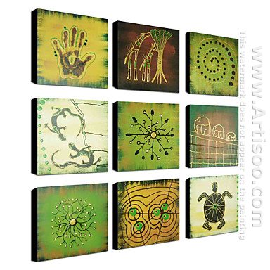 Hand-painted Oil Painting Abstract Oversized Square - Set of 9