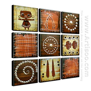 Hand-painted Oil Painting Abstract Oversized Square - Set of 9