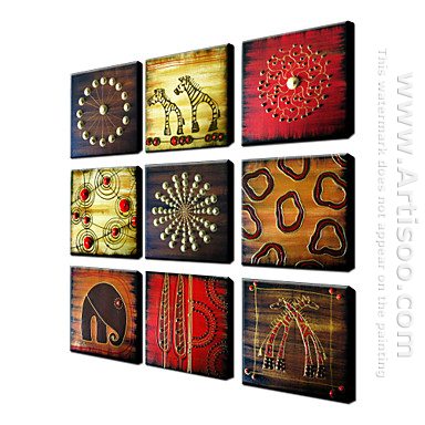 Hand-painted Oil Painting Abstract Oversized Square - Set of 9