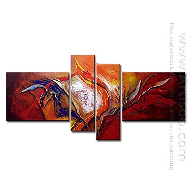 Hand-painted Oil Painting Abstract Oversized Wide - Set of 4 