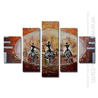 Hand-painted Oil Painting Abstract Oversized Wide - Set of 5 