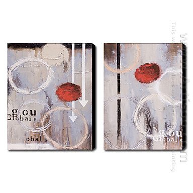 Een handgeschilderd olieverfschilderij Abstract - Set van 2