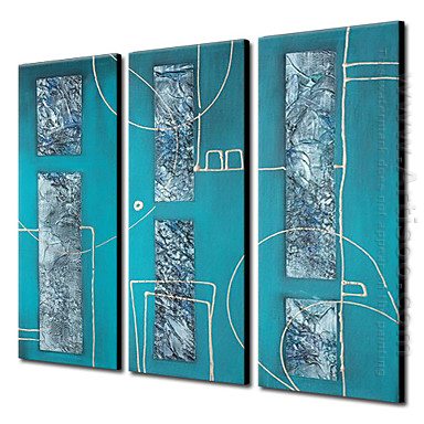 Hand Painted Oil Painting Abstract - Set of 3