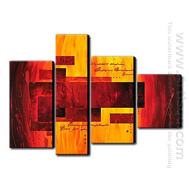 Pintados a mano, pintura al óleo abstracta - juego de 4