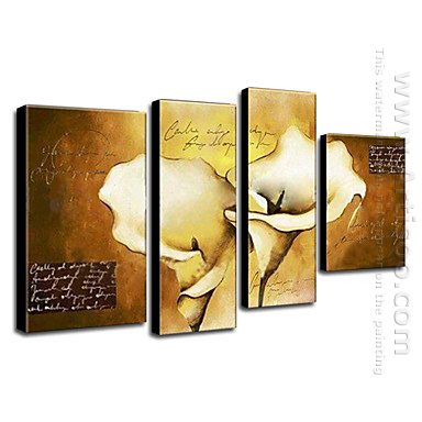 Hand-painted Oil Painting Floral Calla Lily - Set of 4 1302-FL00