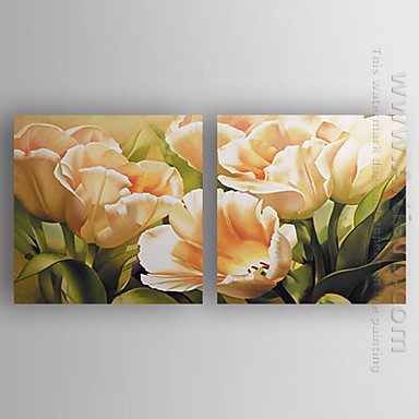 Tangan-Dicat Floral Oil Painting Oversized Landscape - Set 2