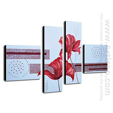 Hand-painted Oil Painting Floral Oversized Landscape - Set of 4