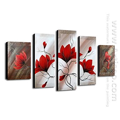 Hand-painted Oil Painting Floral Oversized Landscape - Set of 5