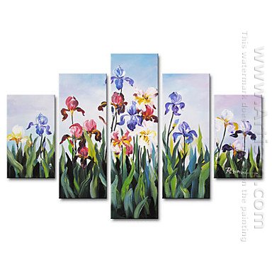 Hand-painted Oil Painting Floral Oversized Wide - Set of 5