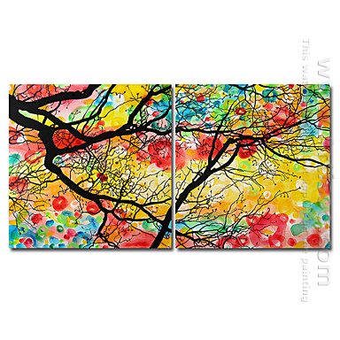 Pintado a mano con pintura de aceite floral - Set de 2