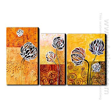 Tangan-Dicat Floral Oil Painting - Set Of 3