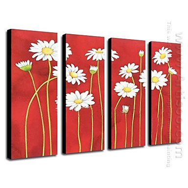 Hand Painted Oil Painting Floral - Set of 4